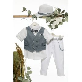 Mi Chiamo Βαπτιστικό Κοστούμι με Γιλέκο για Αγόρι Α4659-ΡΛ