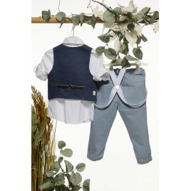 Mi Chiamo Βαπτιστικό Κοστούμι με Γιλέκο για Αγόρι Α4673