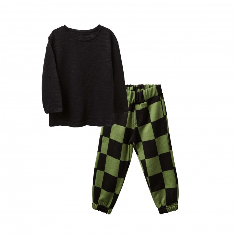 Two in a Castle Set With Long Sleeve Top & Allover Pants Kid Plaids T5915