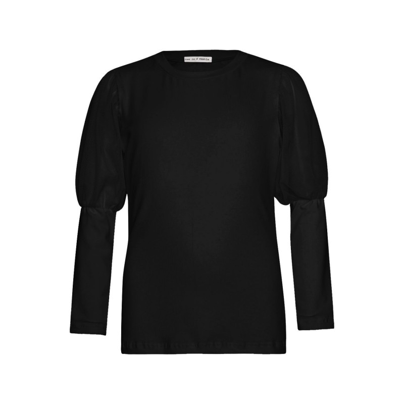 Two in a Castle Tulle Puff Sleeve Top Kid Black T5755